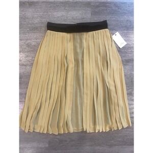 NEW Robert Rodriguez Pleated Midi Skirt Gold + Black Size 8 RETAIL 295